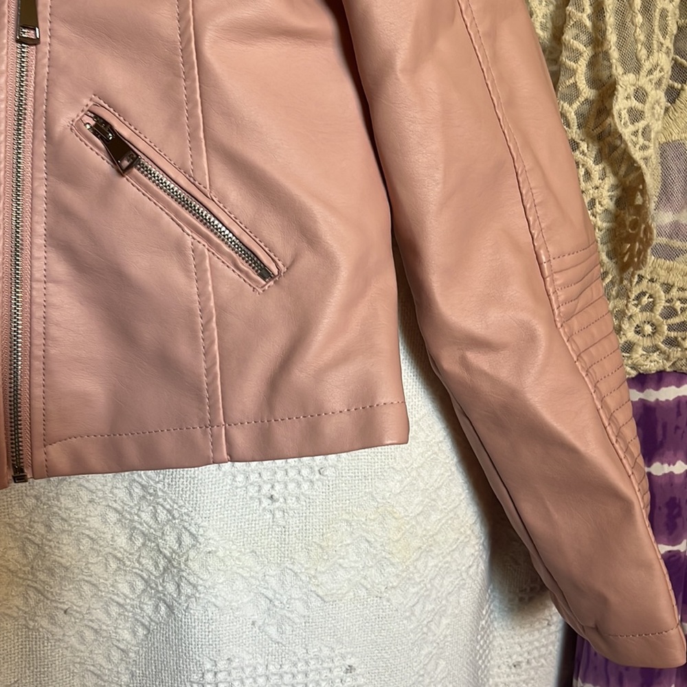 😄Pink Faux Leather Jacket XL - Picture 2 of 4